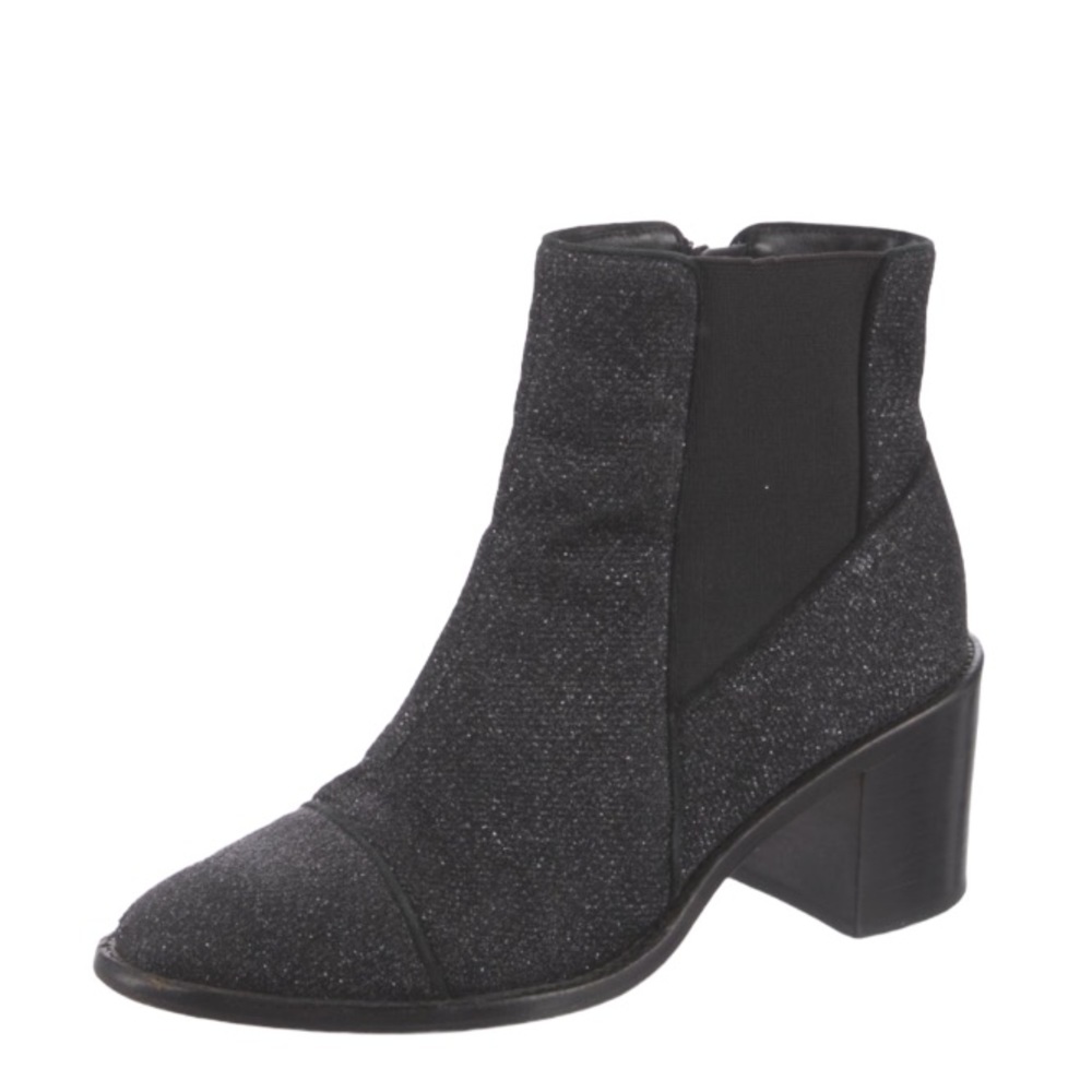 Alexandre Birman Sparkle Accent Chelsea Ankle Boots Black Lurex Silver Glitter 5